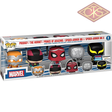 Funko POP! Marvel - Spider-Man, Beyond Amazing : Prodigy / The Hornet / Prince of Arachne / Spider-Armor MK I / Spider-Armor MK II (5Pack)