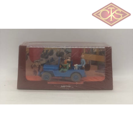 Tintin / Kuifje - Tintin's Cars 1/43 -  Blue Jeep (Jeep CJ 2a) (14cm)