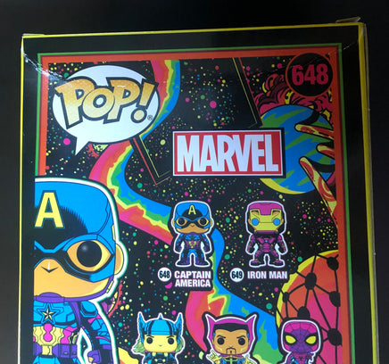 Funko Pop! Marvel - Blacklight Captain America (648) Exclusive Small Damaged Packaging Pop
