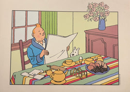 COMICS Print : Tintin 'Breakfast' (Hergé) (°1998)