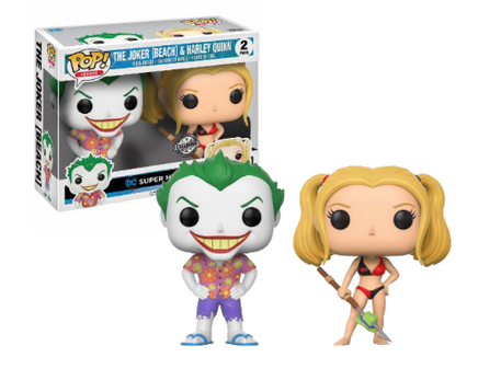 Funko Pop! Heroes - Super The Joker (Beach) & Harley Quinn (2 Pack) Exclusive Figurines