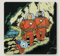 Tintin / Kuifje - Magnets Haddock & Milou (Lune) Bobbie (Maan) Snowy (Moon)