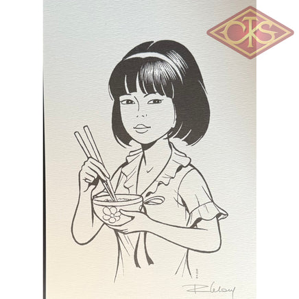 COMICS Ex-libris : Yoko Tsuno - Yoko Tsuno eating rice (Leloup)