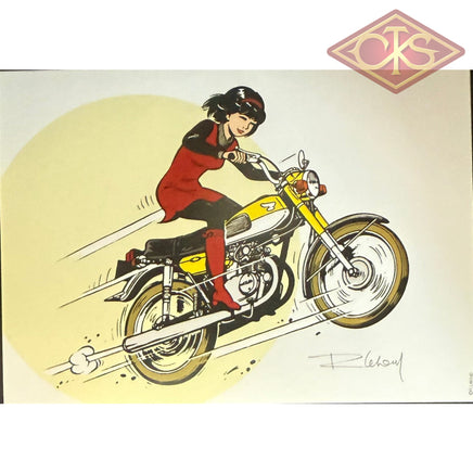 COMICS Ex-libris : Yoko Tsuno - Yoko Tsuno on a motorcycle (Coloured) (Leloup)