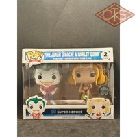 Funko POP! Heroes - Super Heroes - The Joker (Beach) & Harley Quinn (2 Pack) Exclusive "Small Box Damage"