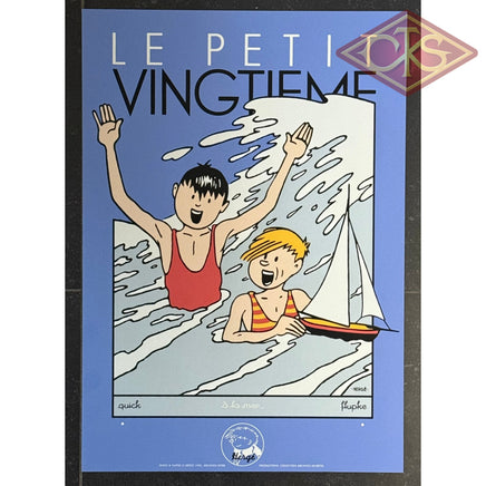 Serigraphy Hergé “Quick et Flupke : Baignade - Le Petit Vingtième" (35cm x 50cm) (°1992)