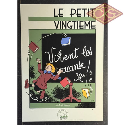 Serigraphy Hergé “Quick et Flupke : Les Vacances - Le Petit Vingtième" (35cm x 50cm) (°1992)