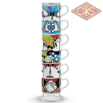 Disney - Mickey & Minnie Stackable Espresso Cups + Metal Rack (Set Of 6) Cups