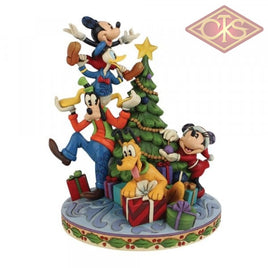 DISNEY TRADITIONS Figure - Mickey Mouse - Fab 5 Decorating Tree w/ illuminated "Merry Tree Trimming" (21cm)