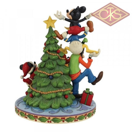DISNEY TRADITIONS Figure - Mickey Mouse - Fab 5 Decorating Tree w/ illuminated "Merry Tree Trimming" (21cm)